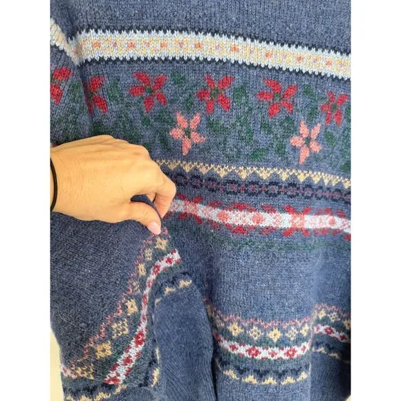 Vintage Brooks Brothers Fair Isle Wool Sweater Blue Multicolor Size M Unisex - Picture 5 of 8